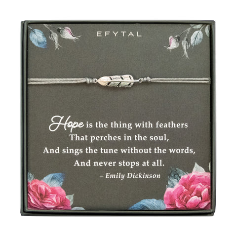 constance feather bracelet • hope, emily dickinson