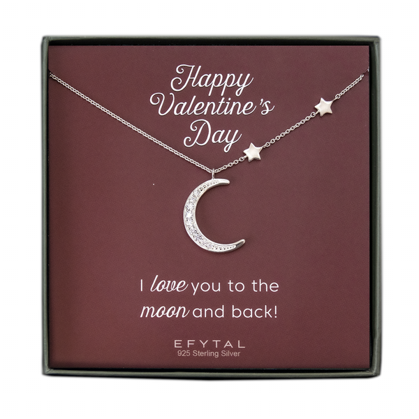 stella moon & stars necklace • valentine, i love you