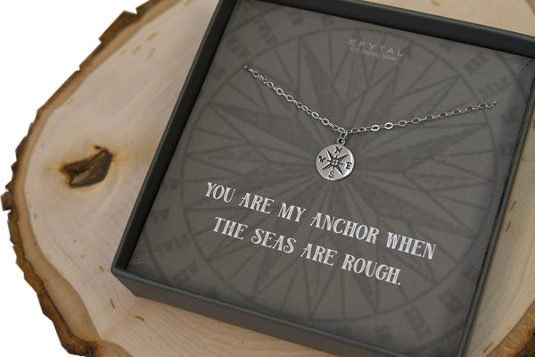 journey compass necklace, silver or gold • you are my anchor