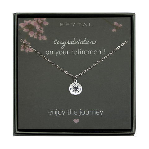 journey compass necklace, silver or gold • retirement