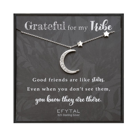 stella moon and stars necklace • friends are like stars
