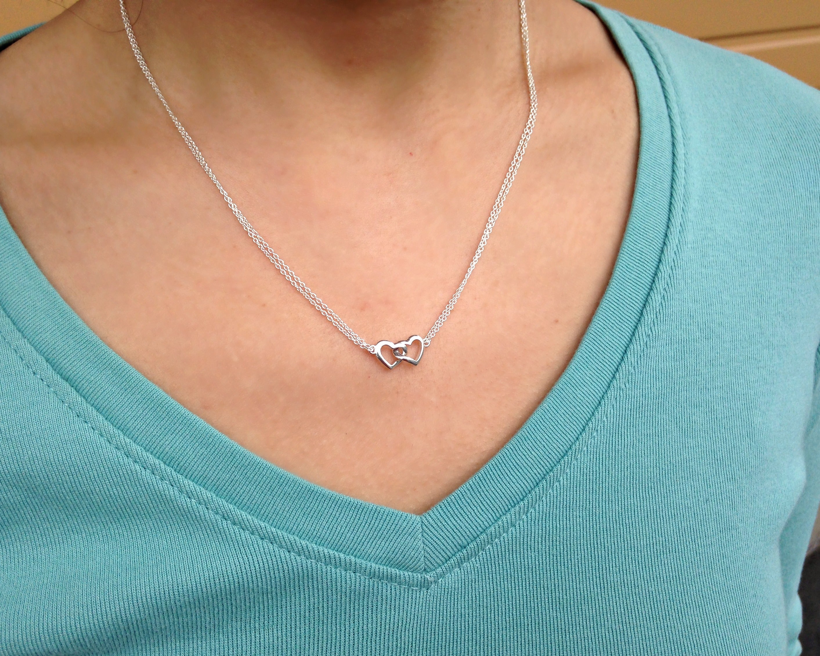 Pandora Double Heart Pendant Sparkling Collier Necklace | Shopee Malaysia