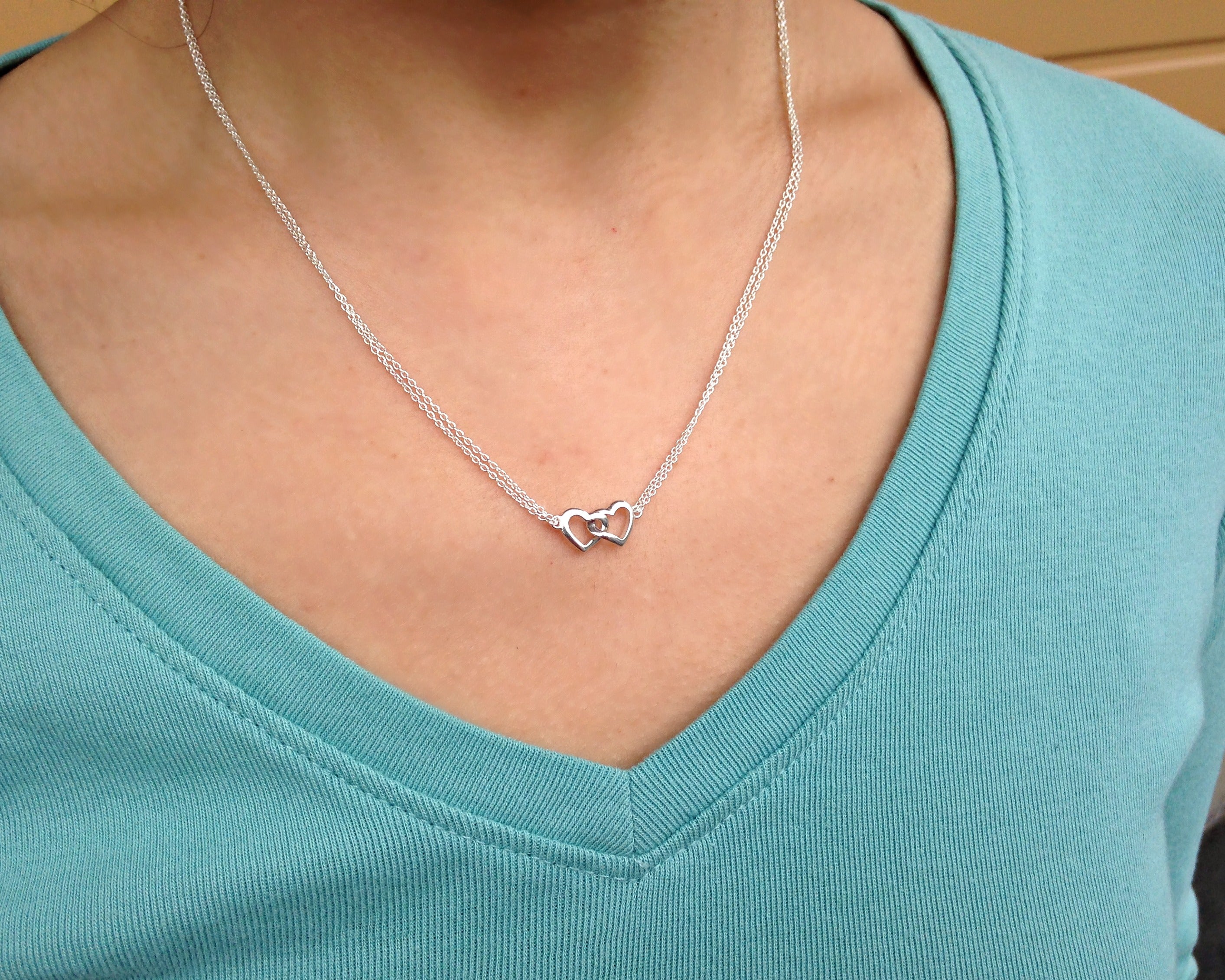 Pandora double heart necklace hotsell