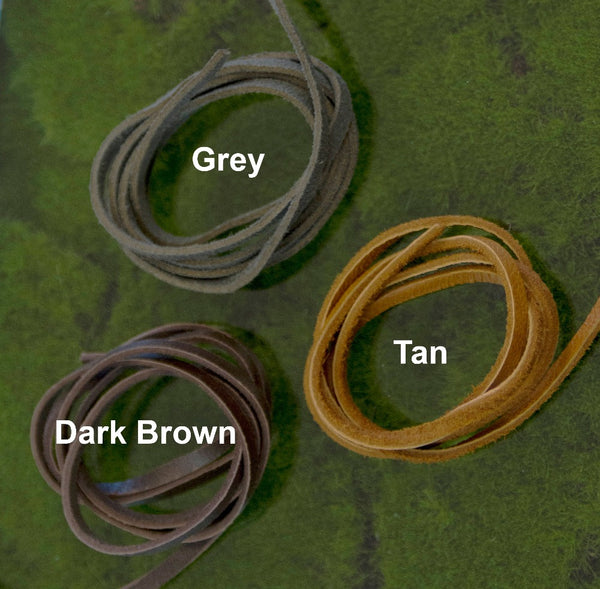 your choice of grey, dark brown, or tan leather cord