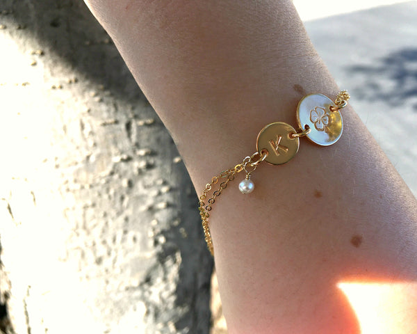 erin lucky shamrock bracelet, silver or gold • good luck charm