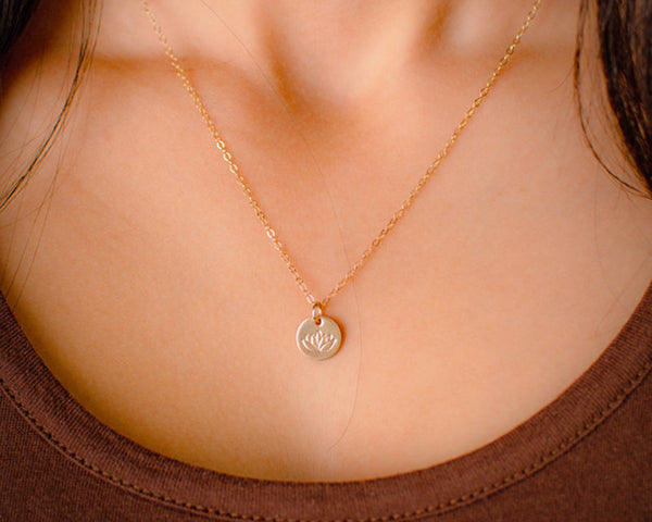 tiny gold lotus necklace
