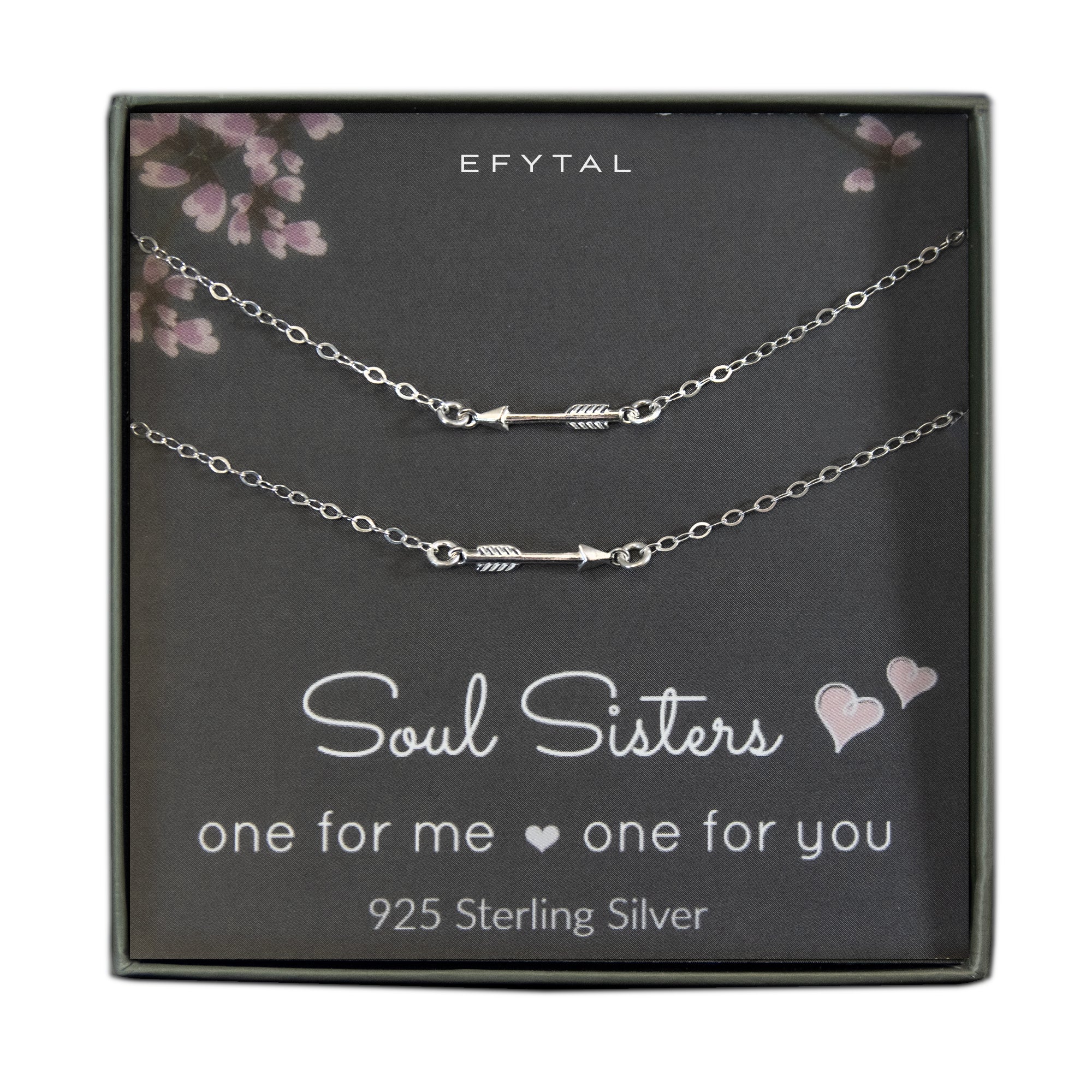 arrow friendship silver necklace set • soul sister gift • EFYTAL
