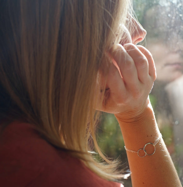 josie connected ring bracelet, silver • friendship for eternity