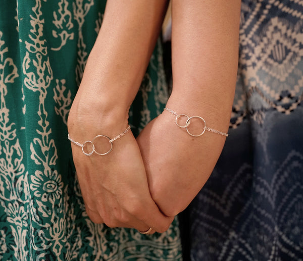 josie connected ring bracelet, silver • friendship for eternity