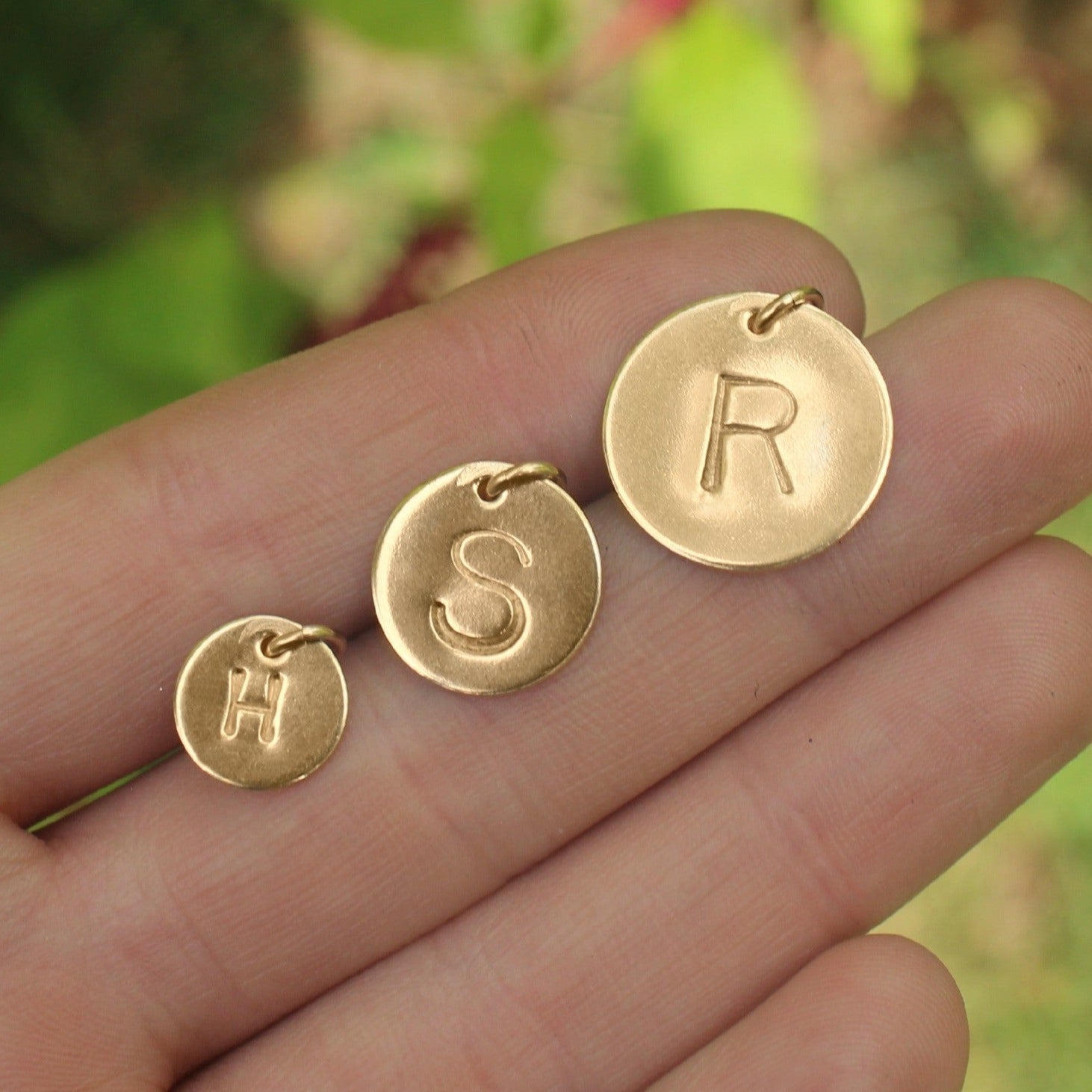 Custom Hand Stamped Disc ONLY/ Hand Stamp Gold Filled Charms Personalized  to your Specifications