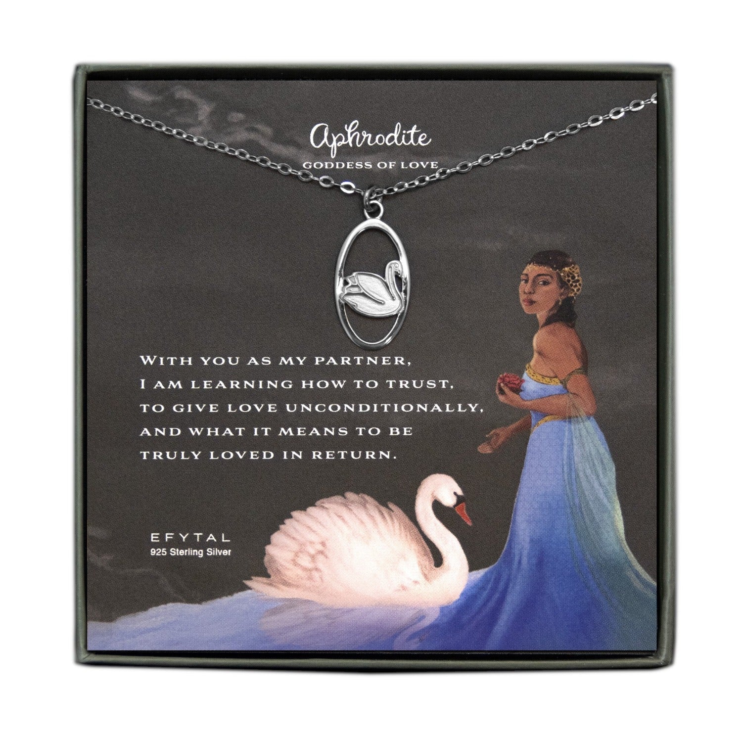 EFYTAL Sterling Silver Symbolic Swan Necklace, Romantic Gifts for