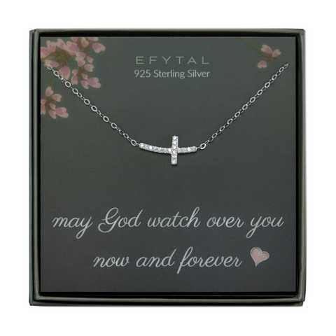 avery adorned cross necklace • may God watch over you