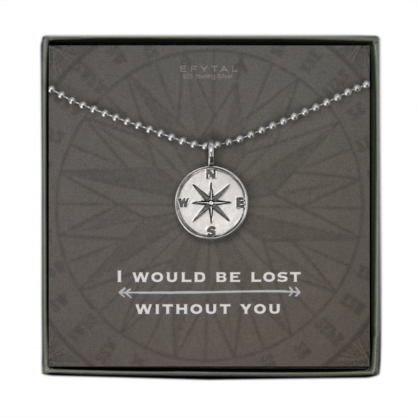 boone men's compass necklace • i would be lost without you