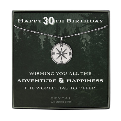 boone men's compass necklace • happy 30th birthday