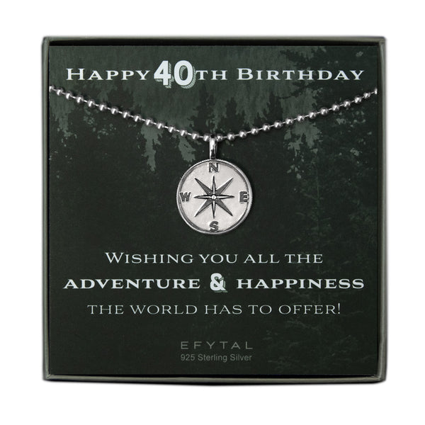 boone men's compass necklace • happy 40th birthday