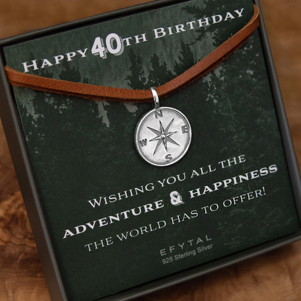 boone men's compass necklace • happy 40th birthday