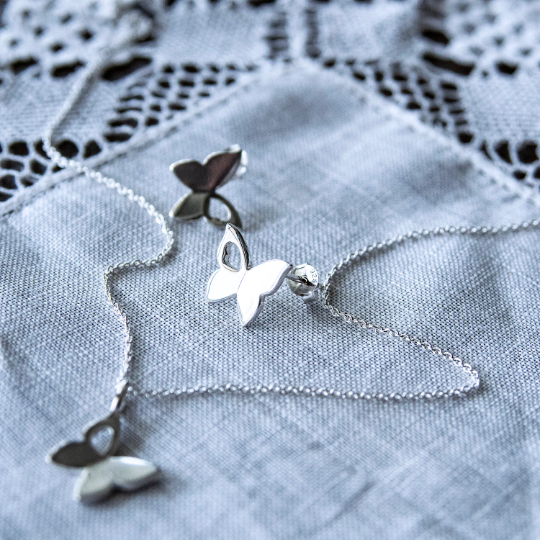 matching butterfly necklace is available