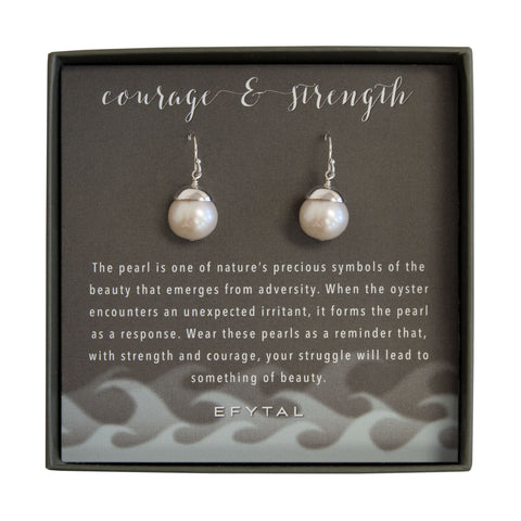 charlotte pearl drop earrings • courage and strength