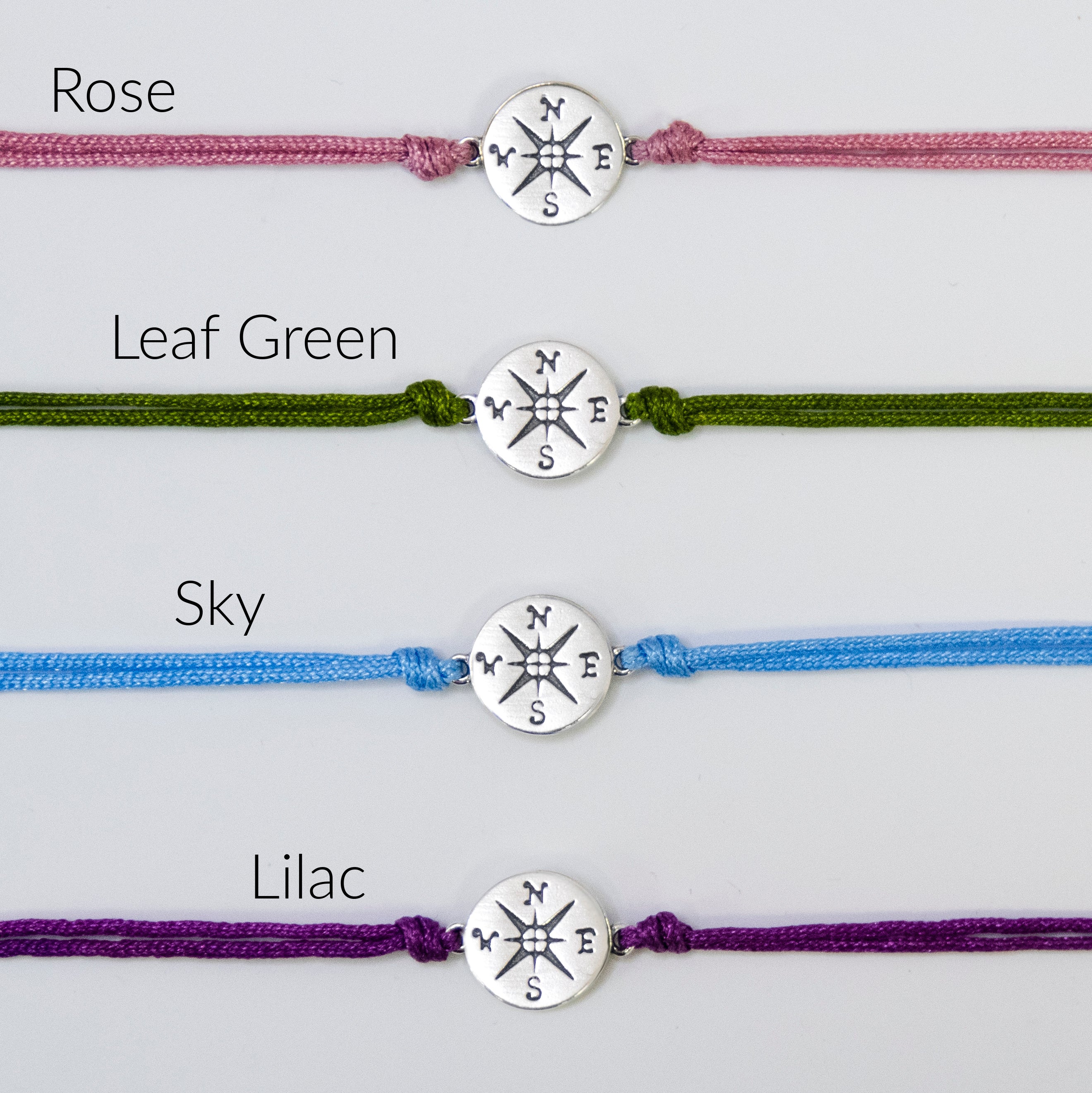 Long Distance Friendship Bracelet Set • EFYTAL 925 Silver Compass Set A (Rose Pink + Lilac Purple)