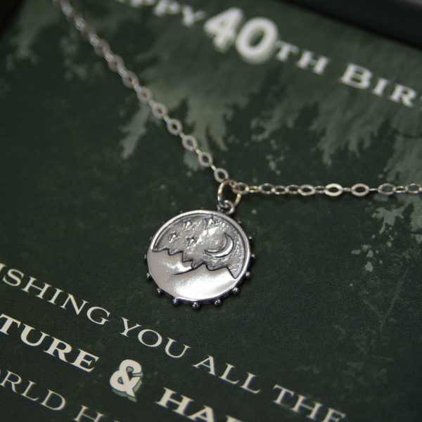 danenberg mountain motif necklace • happy 40th birthday