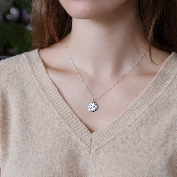 sterling silver mountain with moon and stars necklace