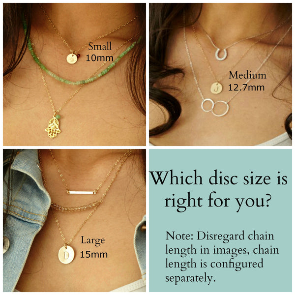 mini initial necklace with birthstone (3/8"), gold