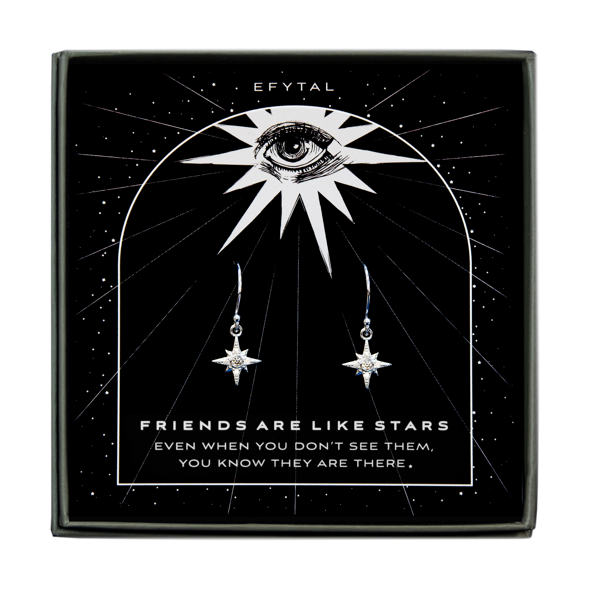 essa cz silver star earrings long distance friendship gift