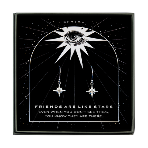 essa cz star burst earrings • friends are like stars