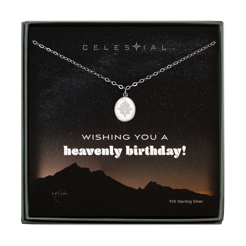 ester oval starburst necklace • heavenly birthday