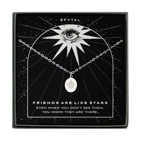 ester oval starburst necklace • friends are like stars