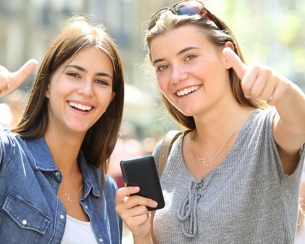 josie connected ring necklace, silver • friendship for eternity