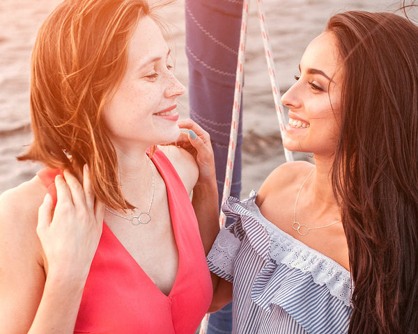 josie connected ring necklace, silver • friendship for eternity