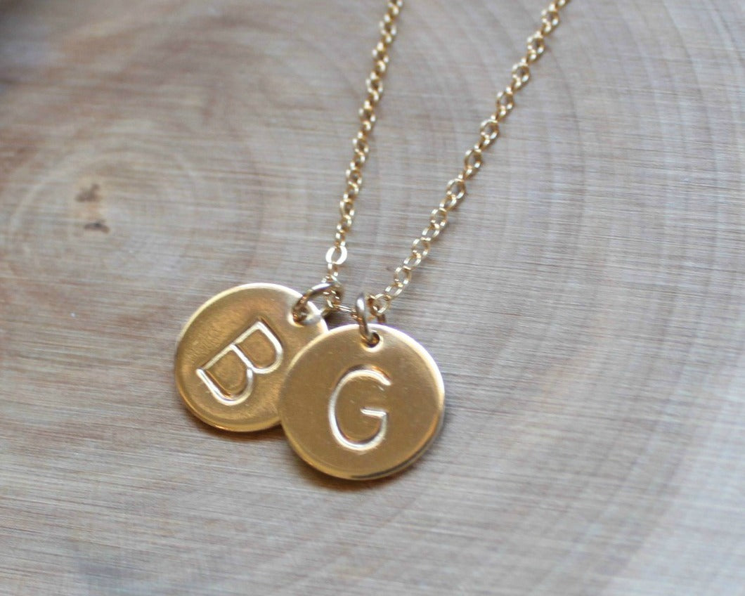 EFYTAL's Most Popular Handmade Two Initial Necklace, 14K Gold