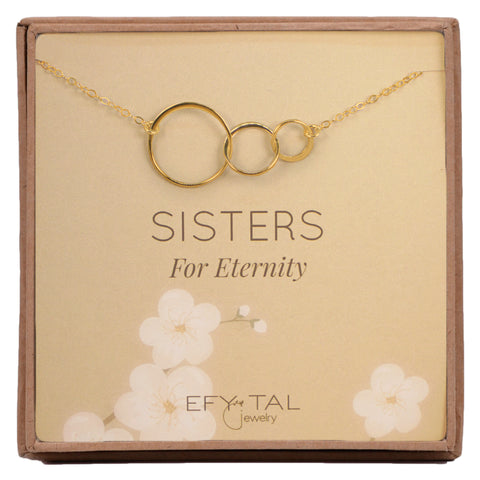 josie three ring necklace, goldtone • sisters for eternity