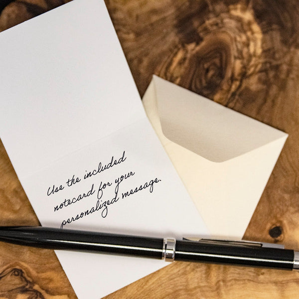 we even include a tiny note card for your personal message