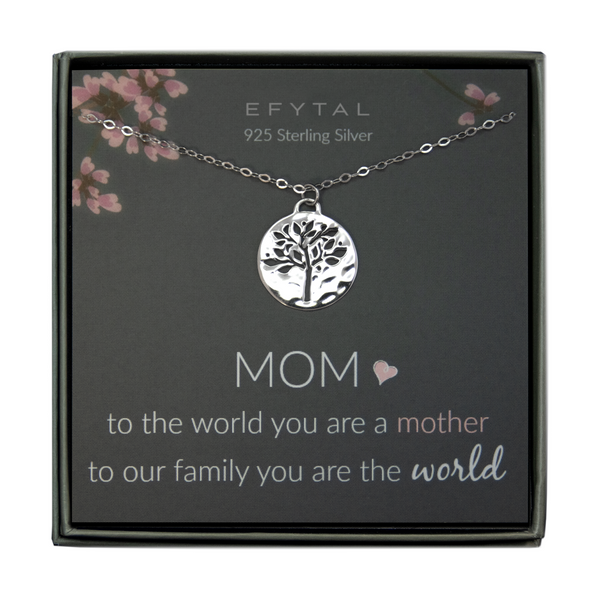 hannah silver tree of life necklace • mom, you are the world