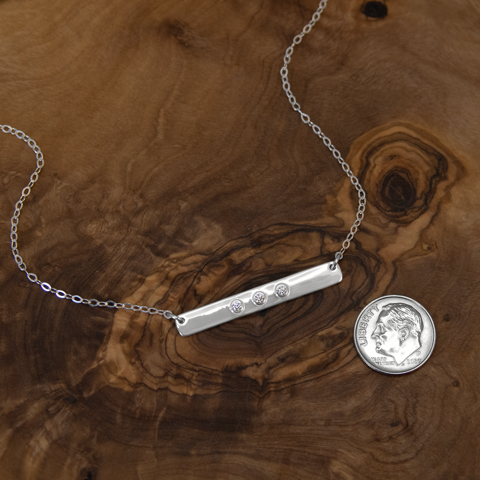 Cz bar necklace sales