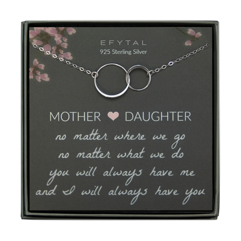 josie connected ring necklace, silver • mother & daughter, no matter where