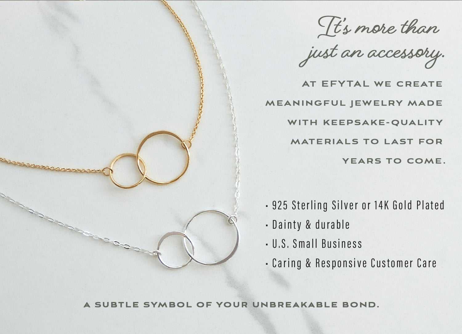 meaningful gold two ring necklace • friendship gift for her