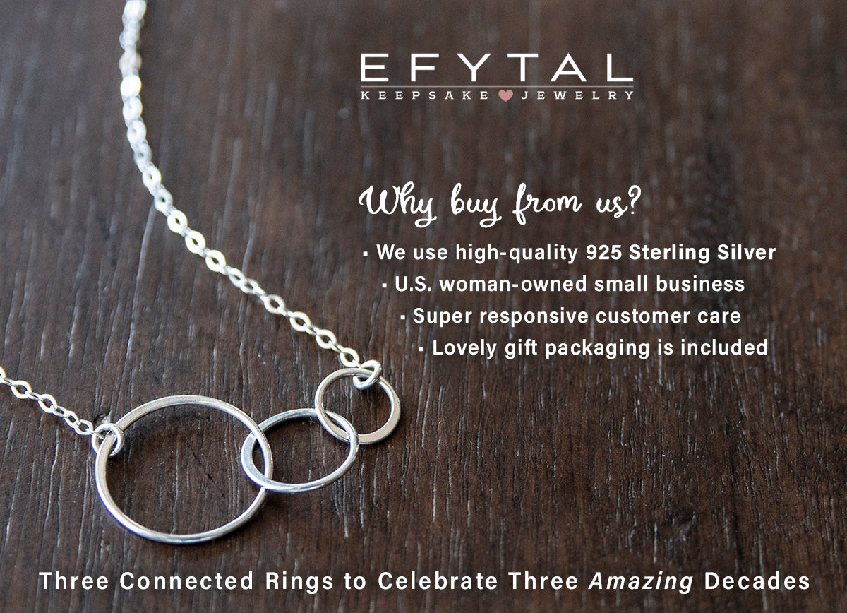 josie three ring necklace silver or gold happy 30th birthday