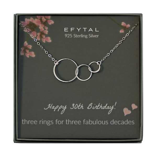 josie three ring necklace, silver or gold • happy 30th birthday