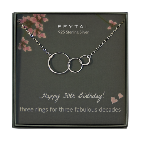 josie three ring necklace, silver or gold • happy 30th birthday