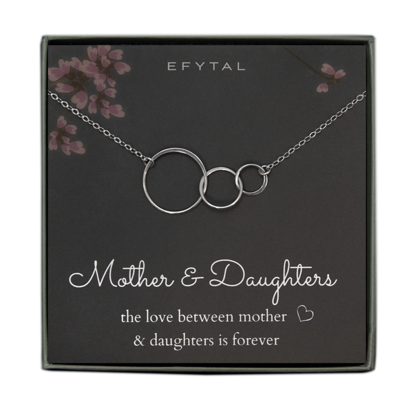 josie three ring necklace, silver or gold • mother & daughters