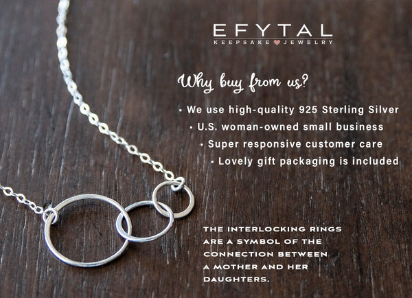 josie three ring necklace, silver or gold • mother & daughters