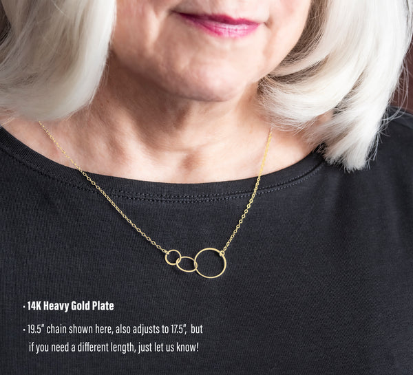 josie three ring necklace, silver or gold • happy 30th birthday