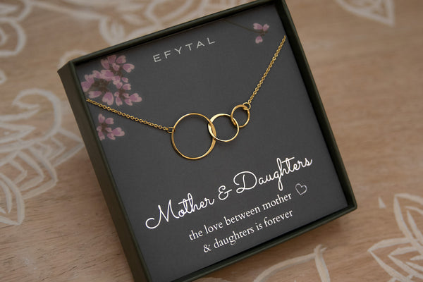 josie three ring necklace, silver or gold • mother & daughters