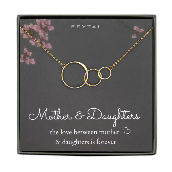 josie three ring necklace, silver or gold • mother & daughters