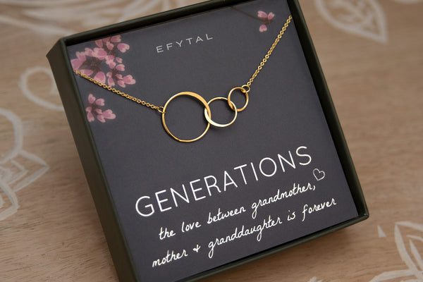 josie three ring necklace, gold plated • generations, granddaughter