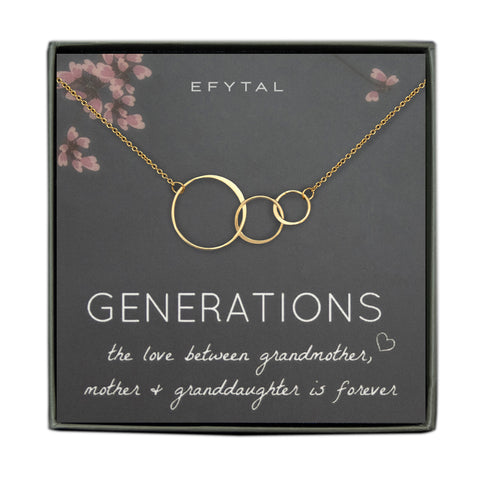 josie three ring necklace, gold plated • generations, granddaughter
