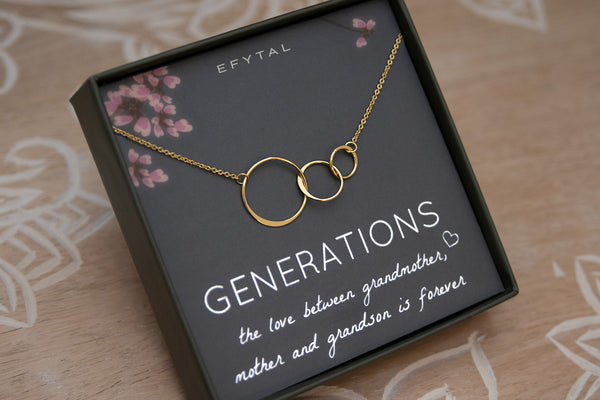 josie three ring necklace, silver or gold • generations, grandson